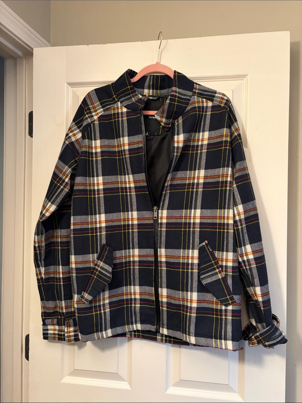 Hurley Men's Navy Plaid Button-Front Shirt Jacket